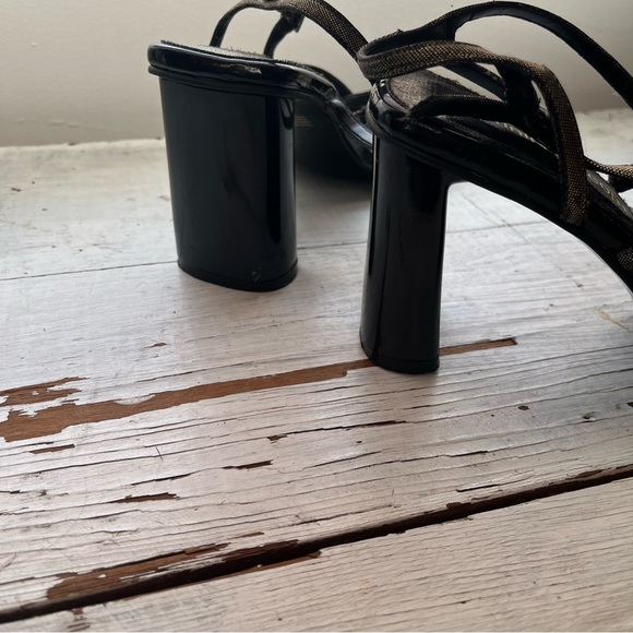 Vintage Y2K unlisted Metallic Strappy Square Toe Chunky Heel - Picture 8 of 15